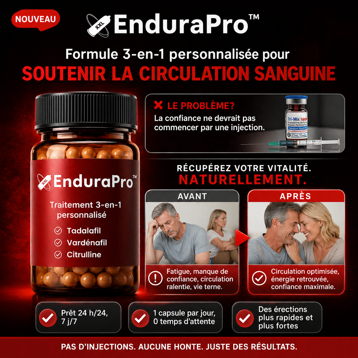 Flacon EnduraPro™ — formule 3-en-1 personnalisée